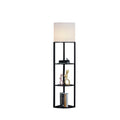 Tall Modern Corner Floor Lamp with Shelves, Natural Wood, 72 P762519