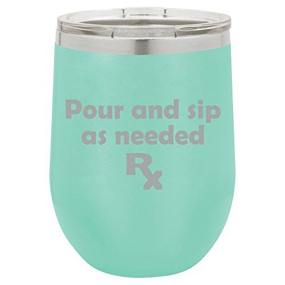 12 oz Double Wall Vacuum Insulated Stainless Steel Stemless Wine Tumbler with Lid A995821