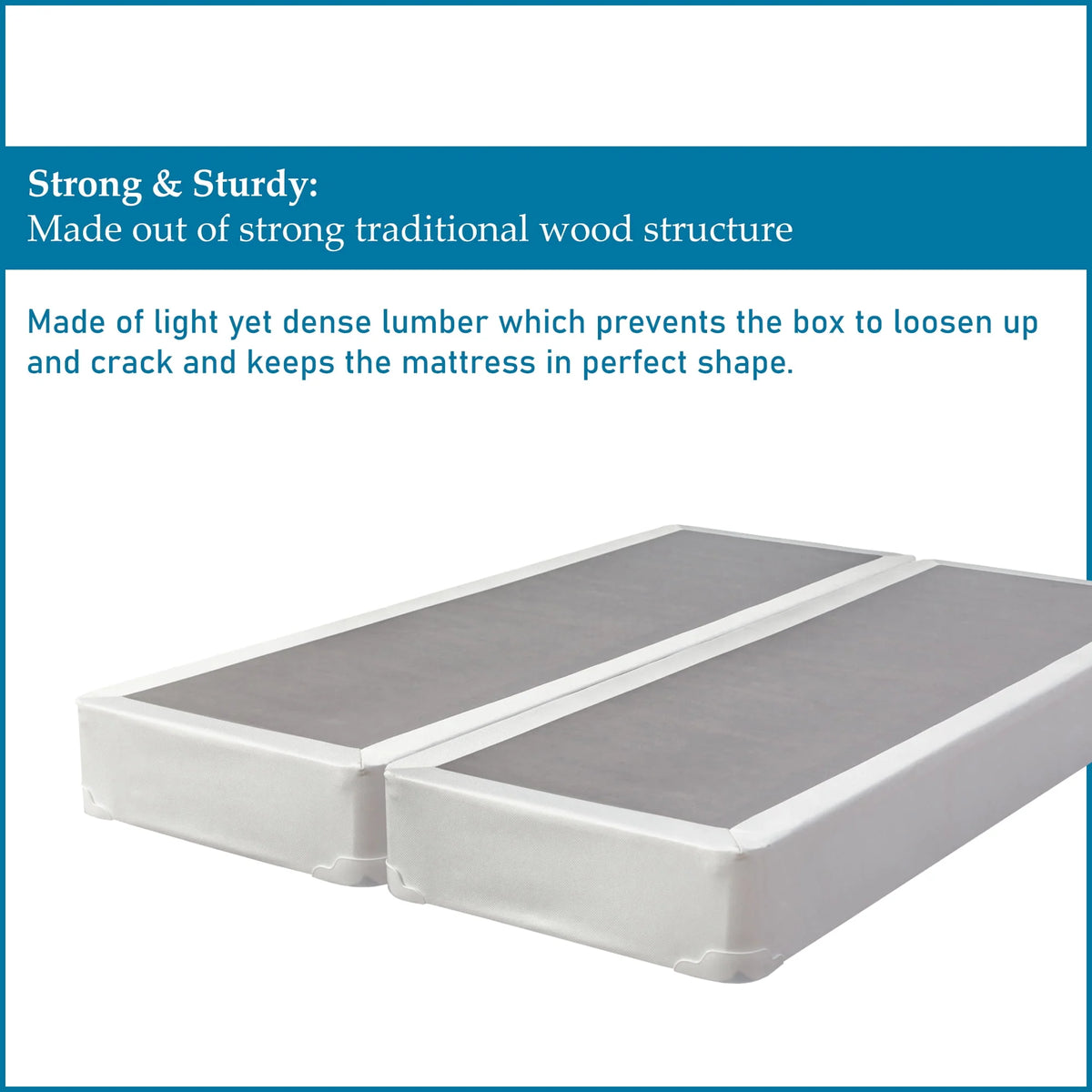 Fully Assembled 4 Split Wood Box Spring, Full, White E4590