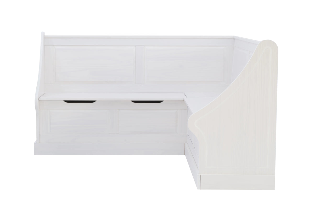 White Wood Corner Dining Bench with Storage U97201