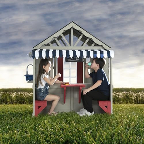 Wooden Cedar Playhouse with Play Sink and Picnic Table R9013
