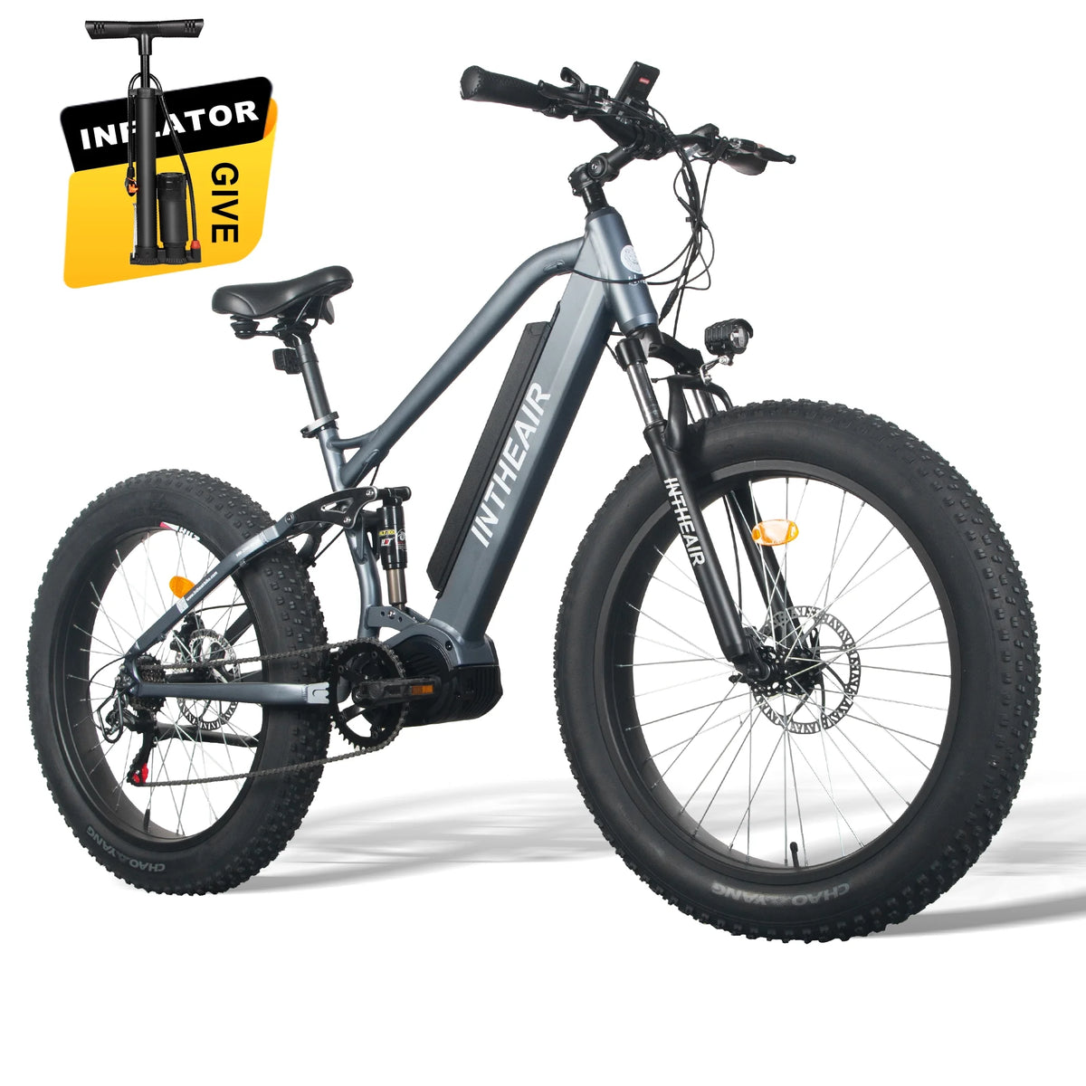 26'' Fat Tire Electric Bike 750W Mid Motor Gray B872