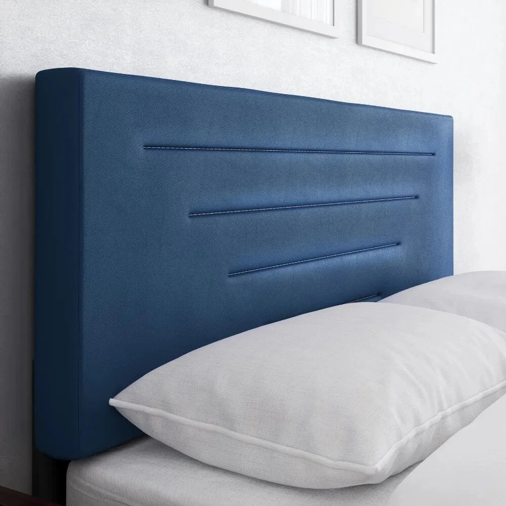 Blue Faux Leather Upholstered Platform Bed D20553