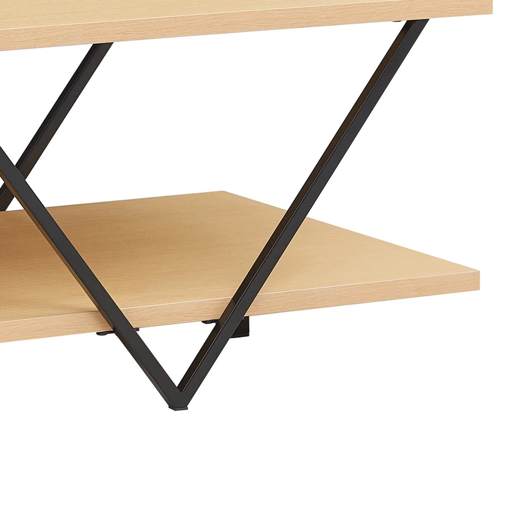 48 Inch 2 Tier Coffee Table with Bottom Shelf M8842