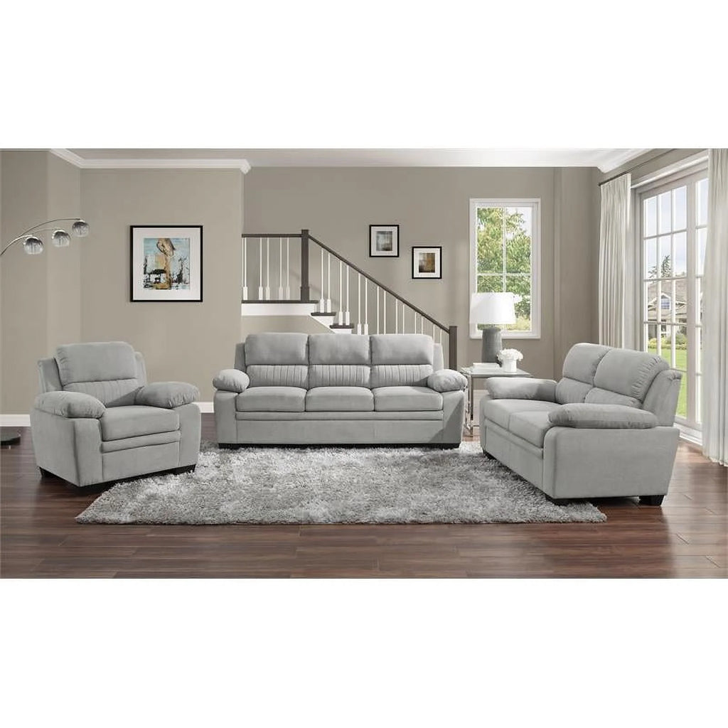 Light Gray Textured Fabric Sofa with Pillow-top Arms C46235