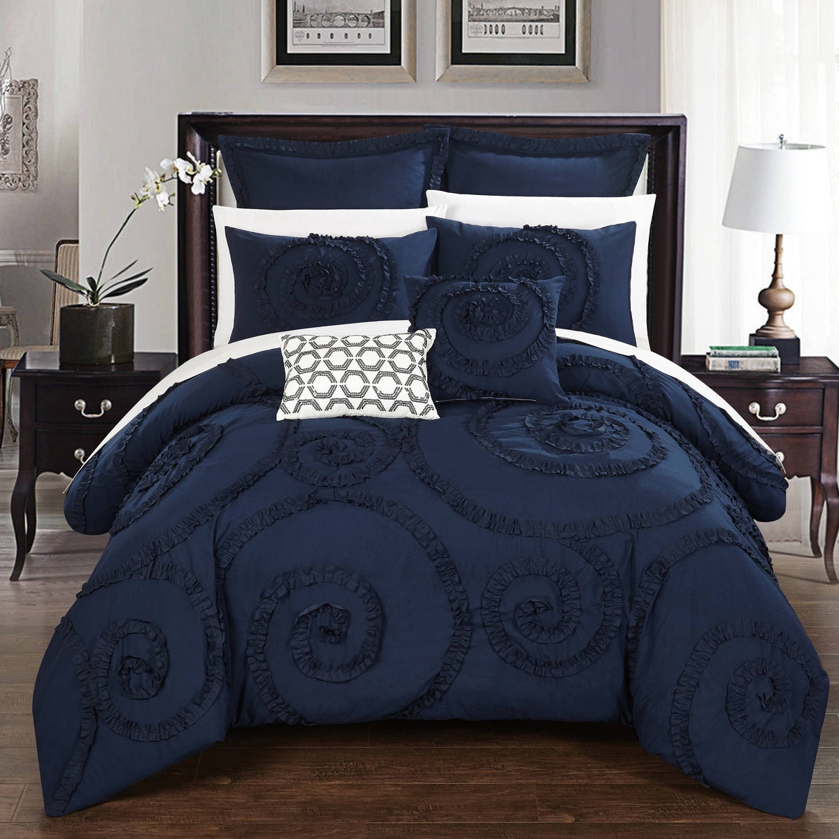 Dark Blue 11-Piece Queen Comforter Set N376