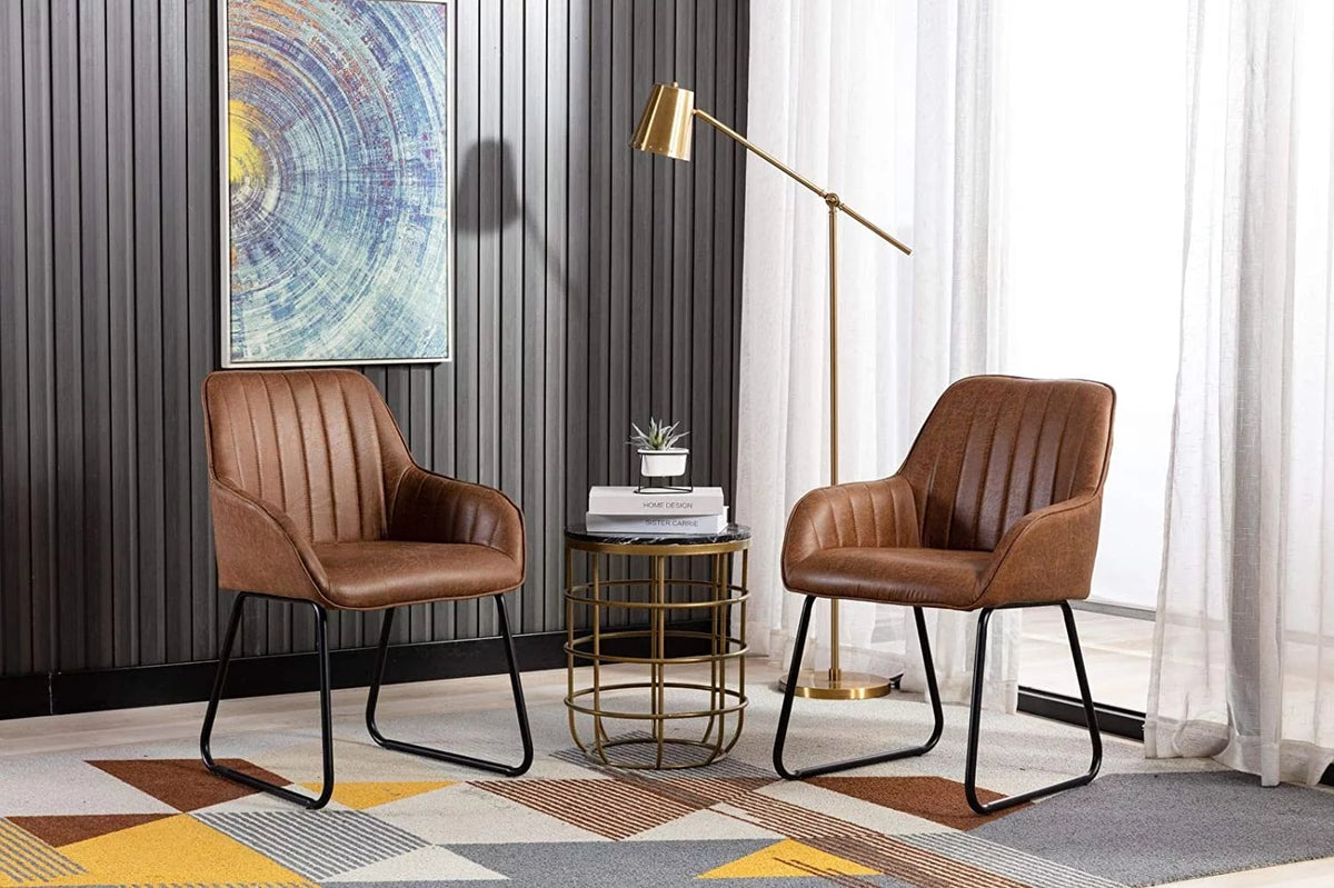 Synthetic Leather Upholstered Dining Chairs Set of 2 E34623