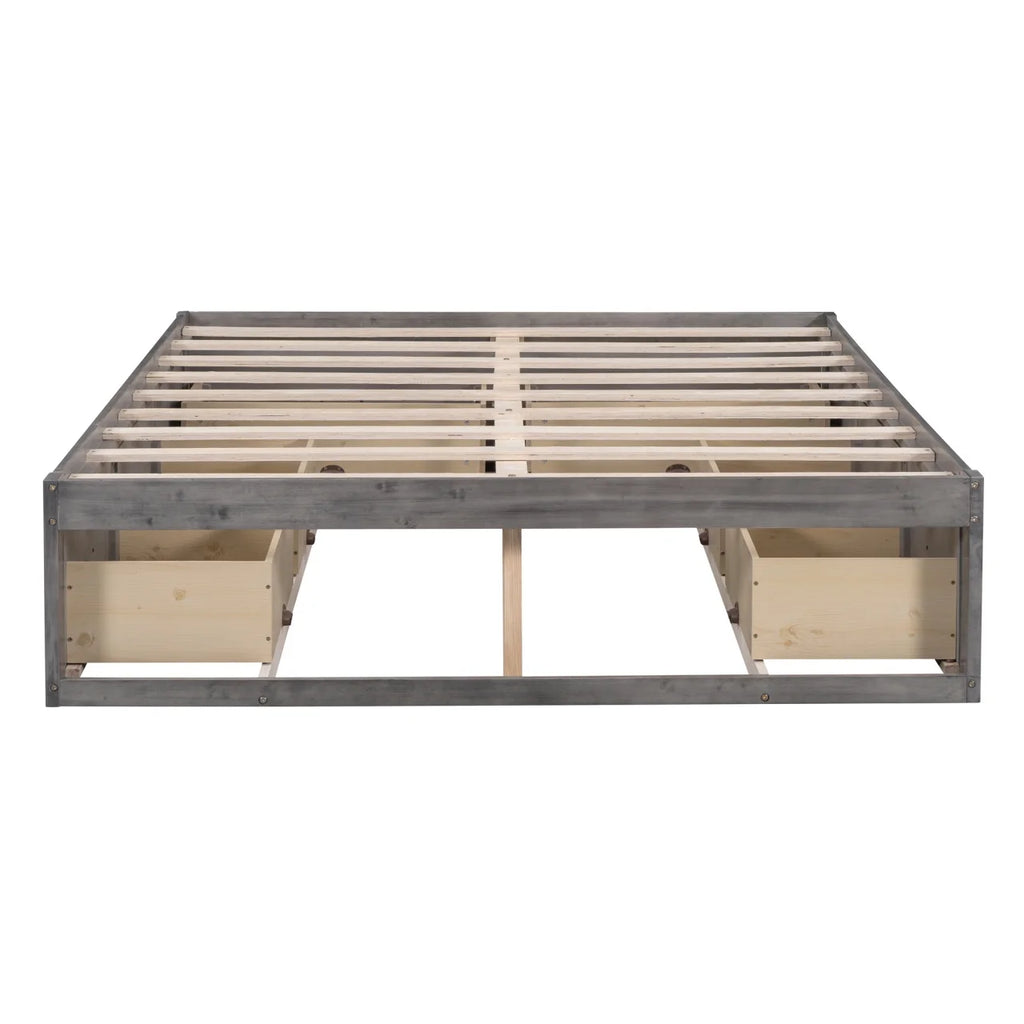 Full Size Wood Captain Bed with 6 Storage Drawers O175