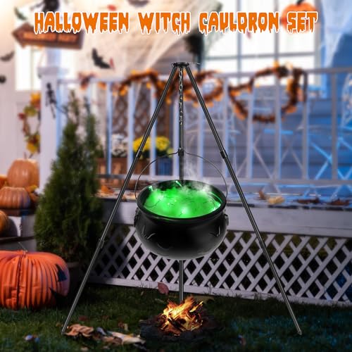 Black Plastic Cauldron with Lights S726464