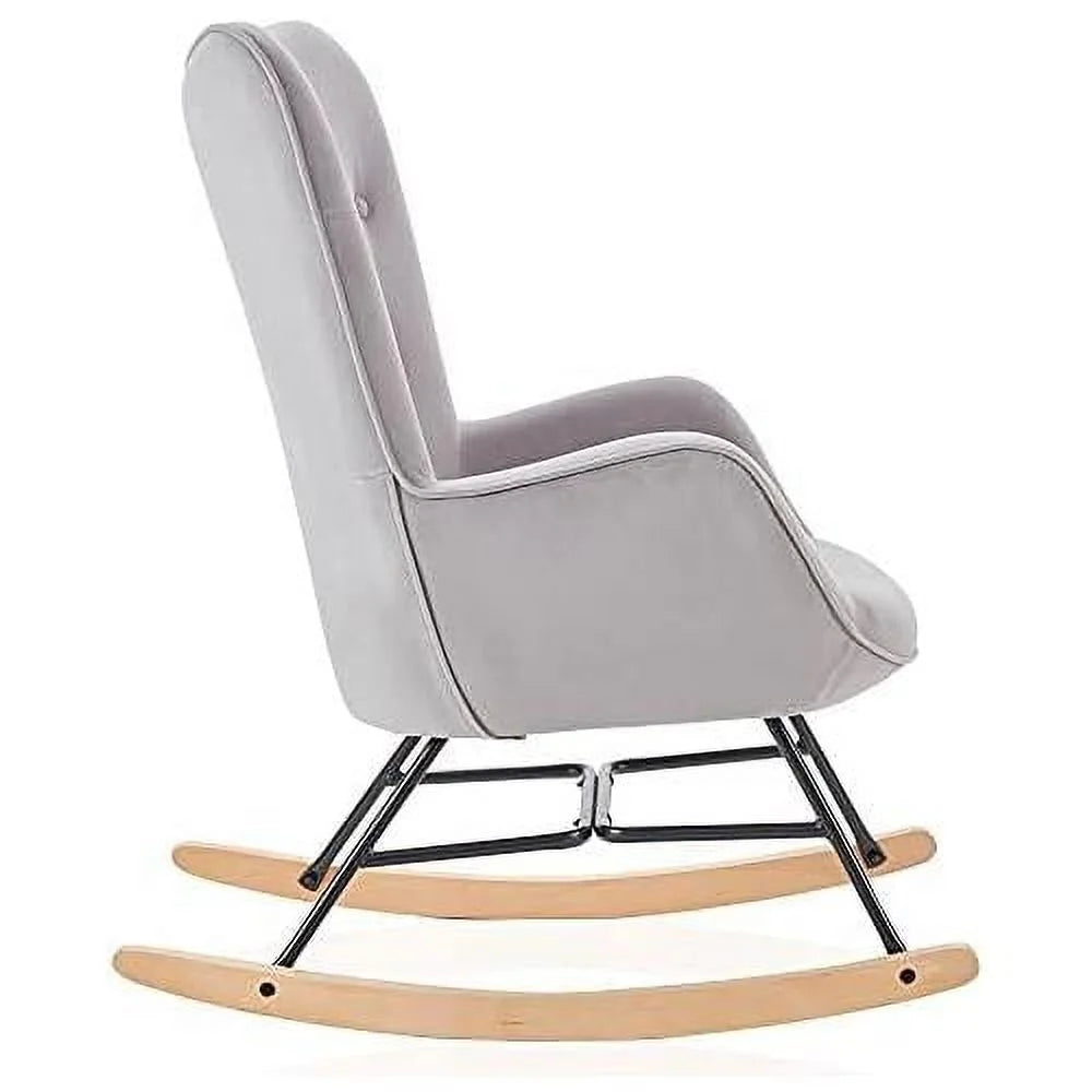 Gray Velvet Upholstered Rocking Chair K2170