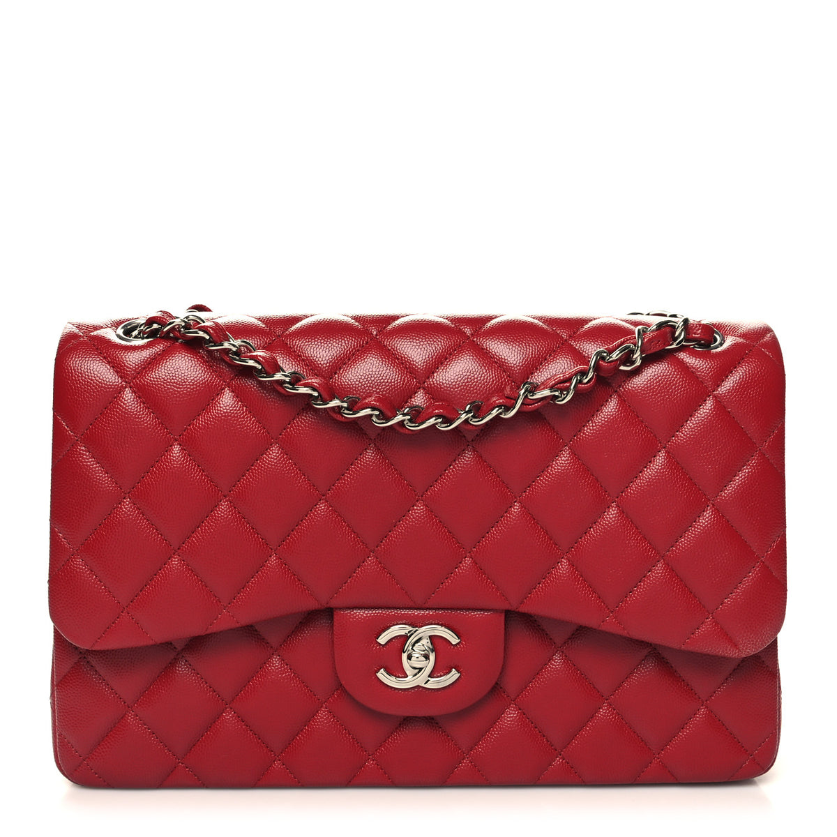 Quilted Jumbo Double Flap Red L44367