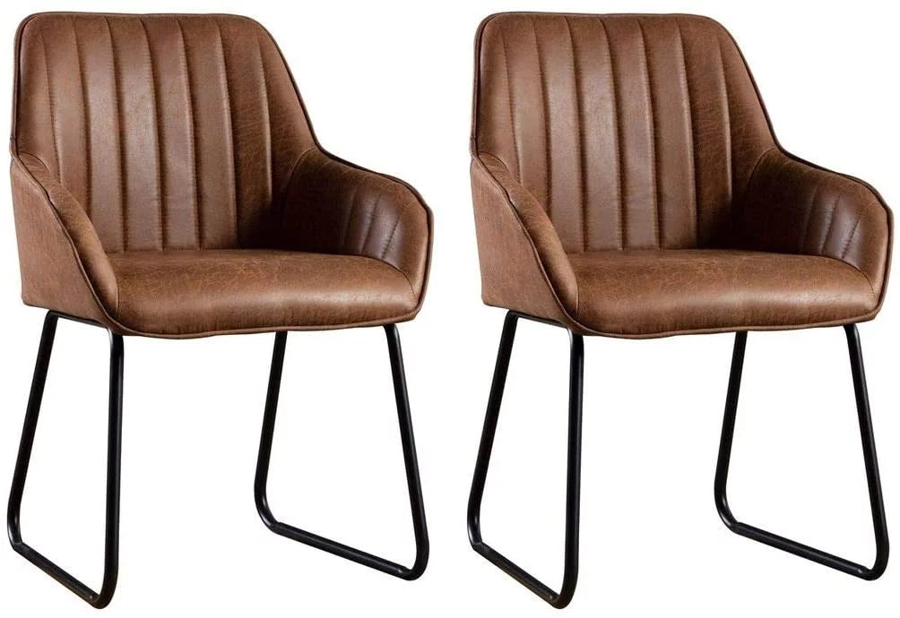Synthetic Leather Upholstered Dining Chairs Set of 2 E34623