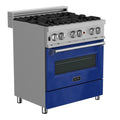 30 in. Gas Burner Electric Oven Stainless Blue Gloss Door X674