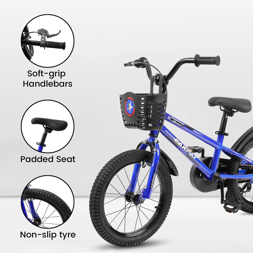 14 Inch Kids Bike with Training Wheels and Basket, White E27474