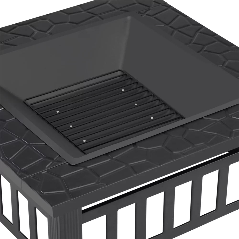 32'' Black Metal Square Fire Pit with Cover U2898