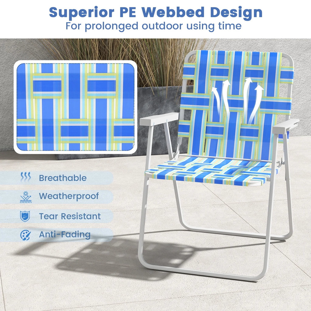 2PCS Lightweight Folding Beach Chair Blue O6454