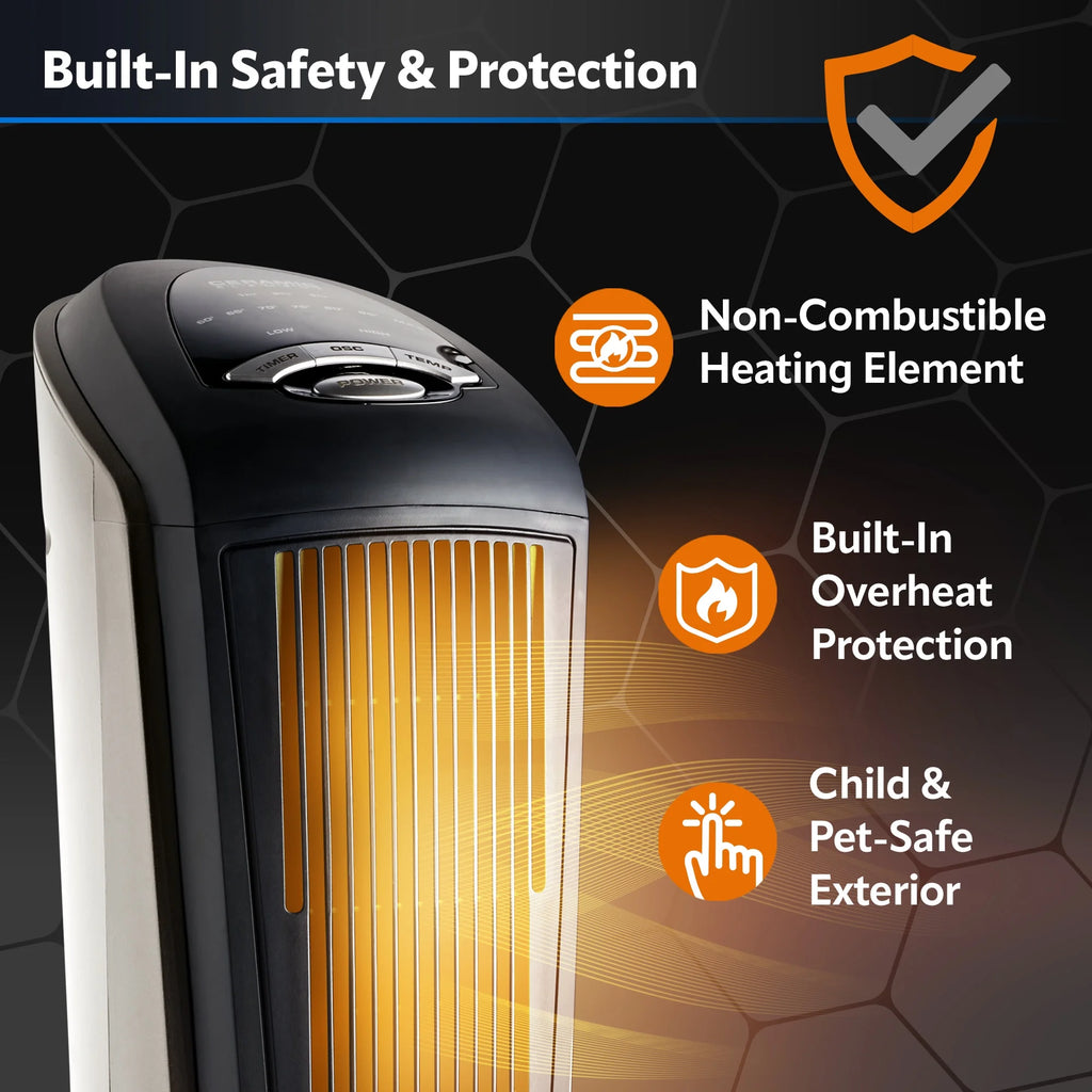 1500W Oscillating Ceramic Tower Space Heater with Remote H861