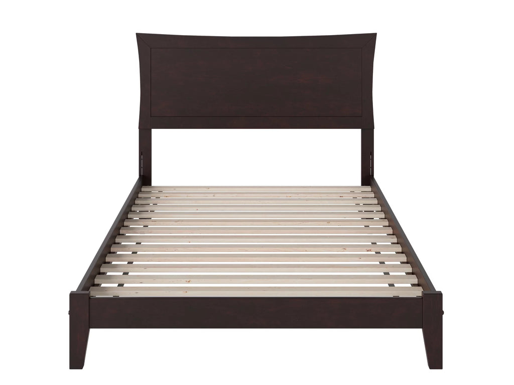 Full Low Profile Wood Platform Bed Frame with Panel Headboard A44427