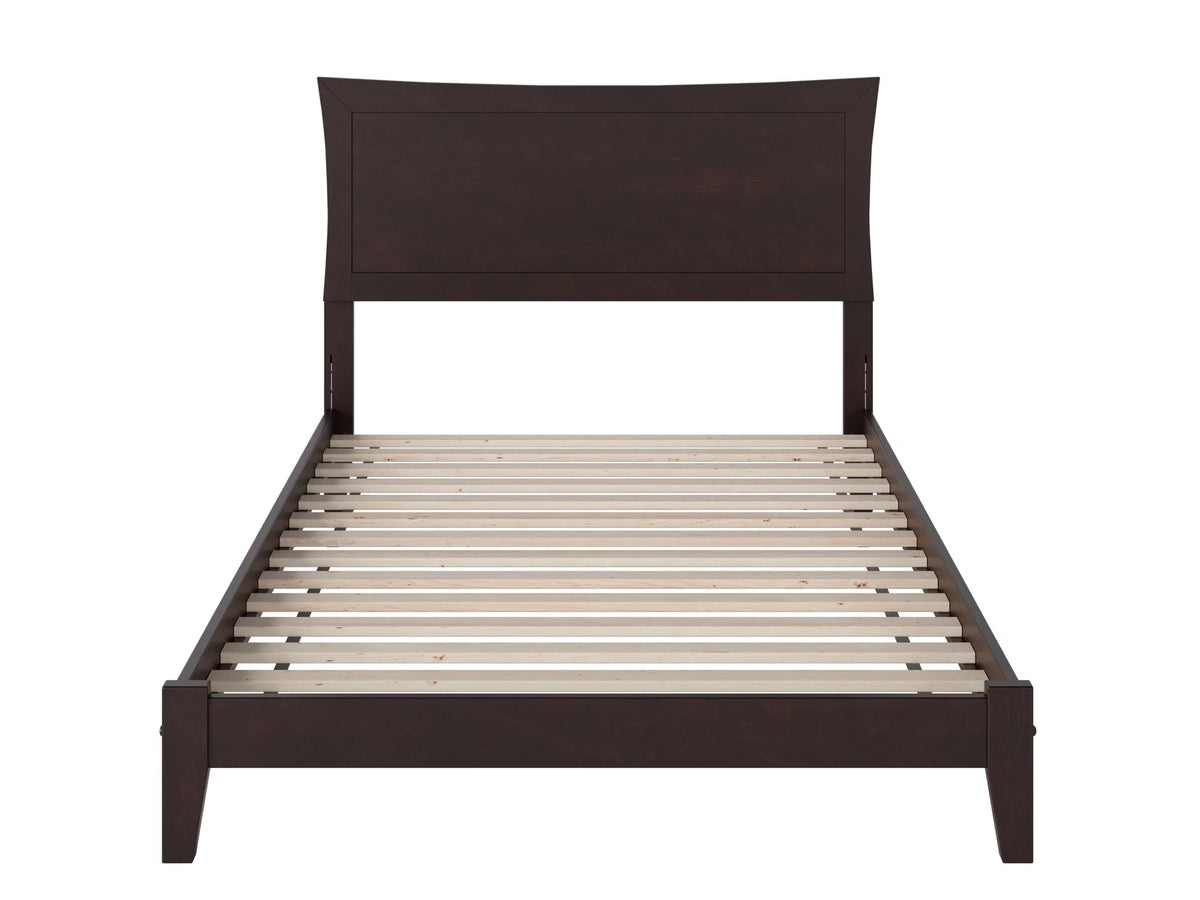 Full Low Profile Wood Platform Bed Frame with Panel Headboard A44427