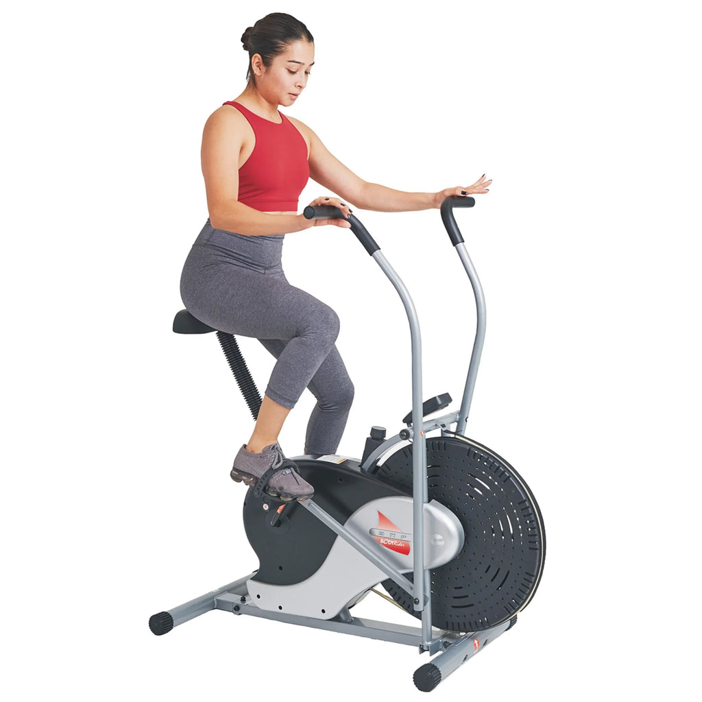 Upright Stationary Fan Bike with Adjustable Seat O84185