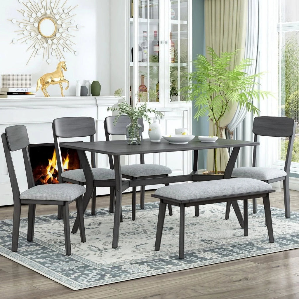 6 Piece Dining Table Set with Bench M945965