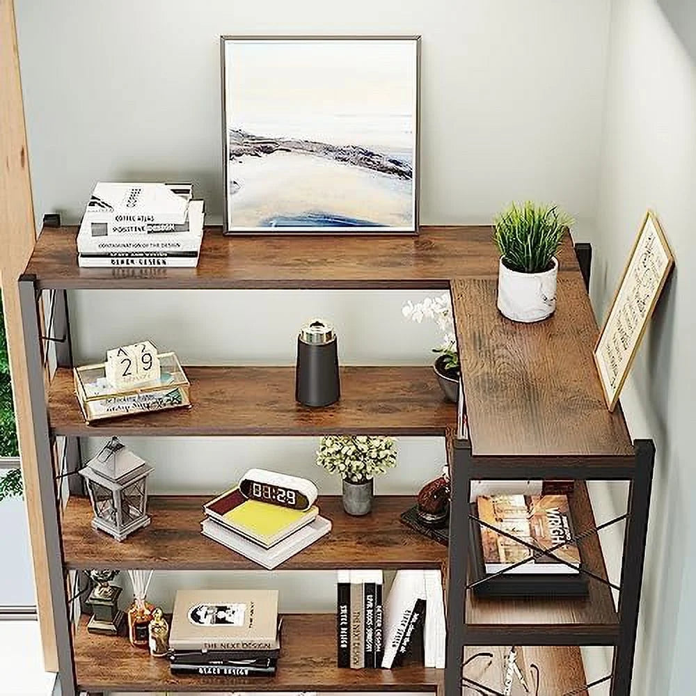 Corner Bookshelves 6 Tiers Metal Frame V114