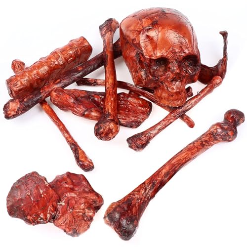 Blood Red Halloween Skeleton Set Fake Bloody Severed Bone Feet Broken Body Parts Props E772