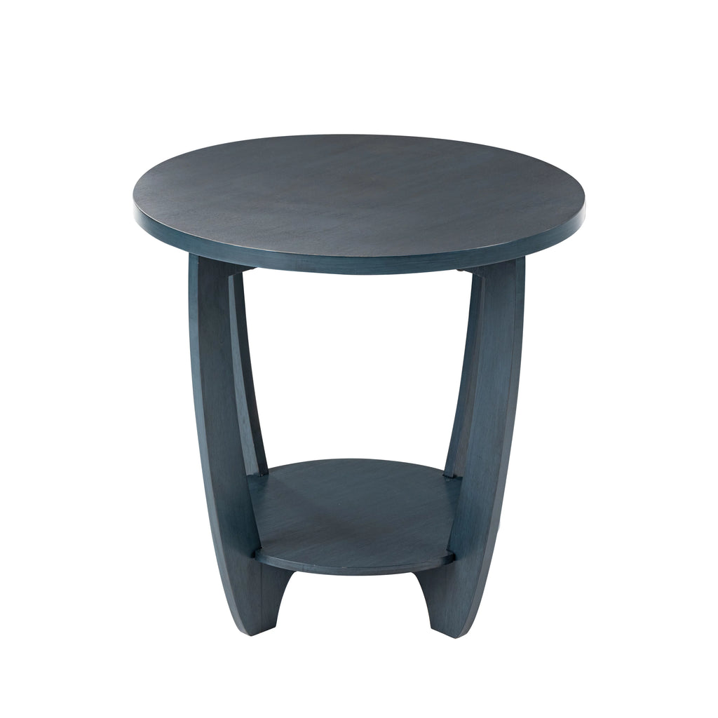 Rustic Round End Table with Storage Shelf F9964