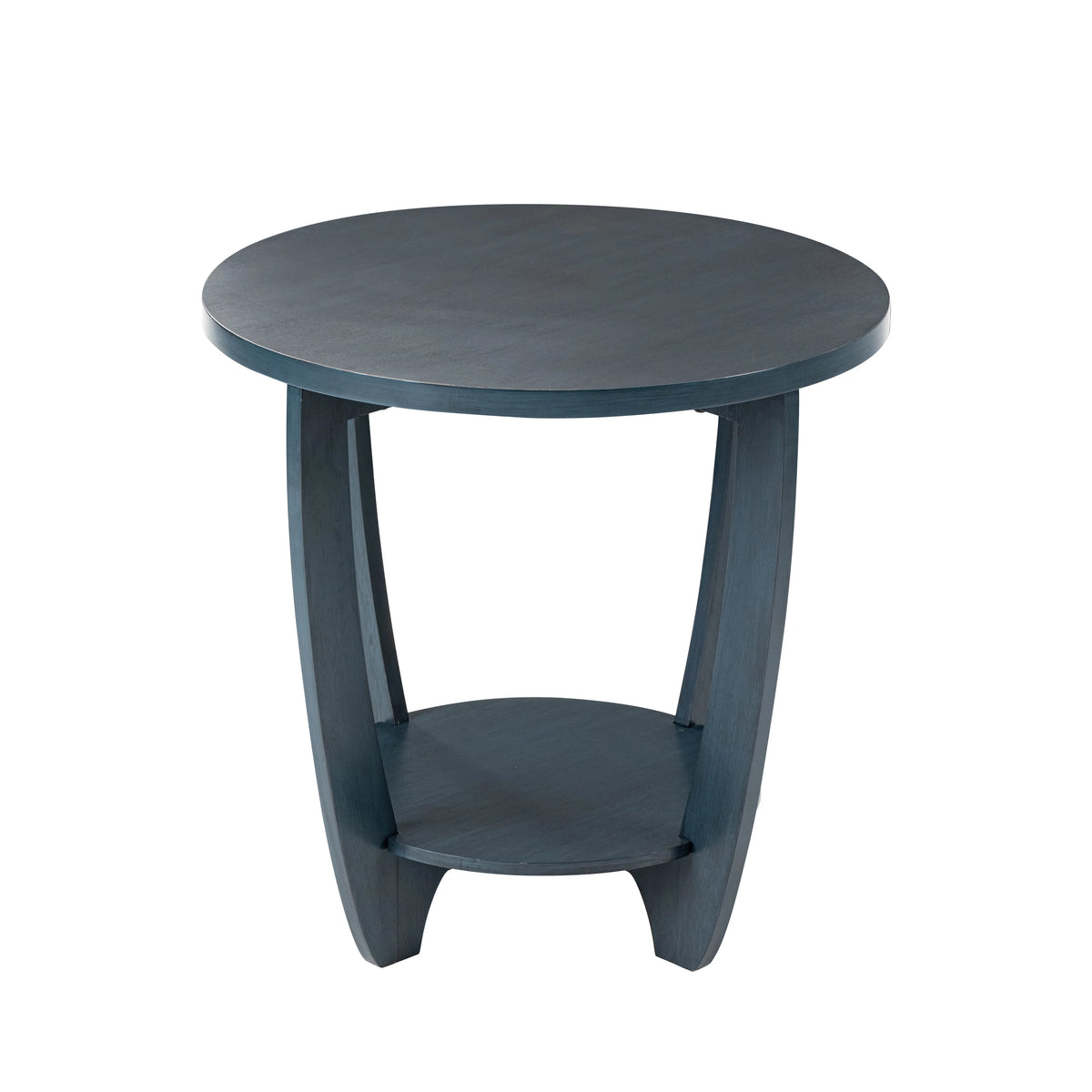 Rustic Round End Table with Storage Shelf F9964