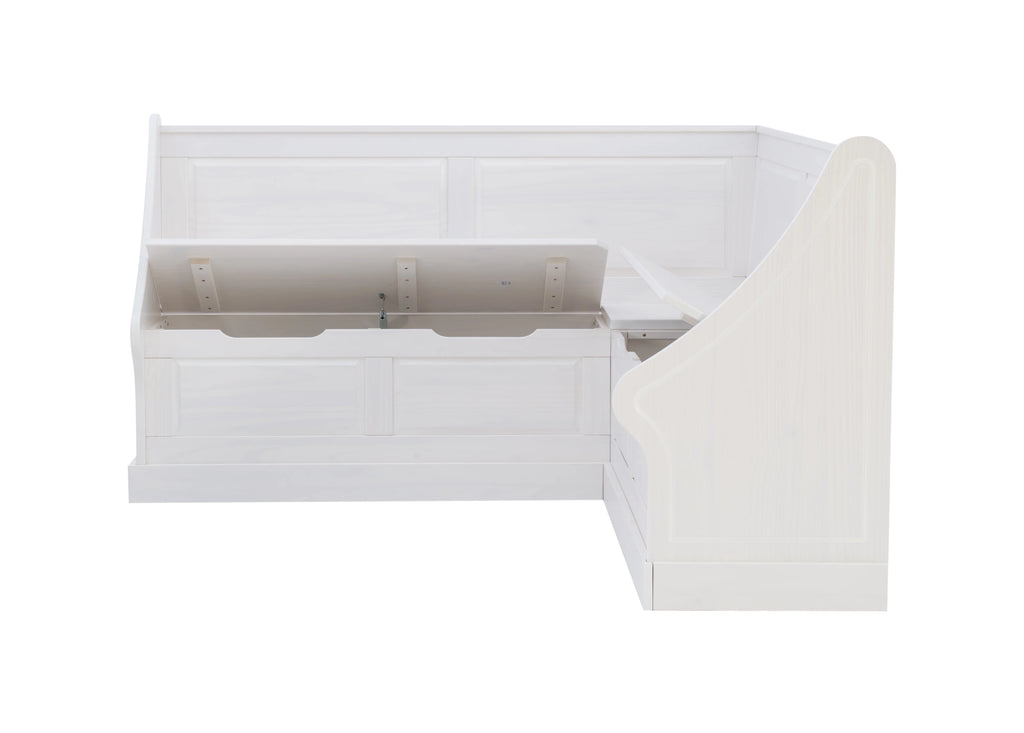 White Wood Corner Dining Bench with Storage U97201