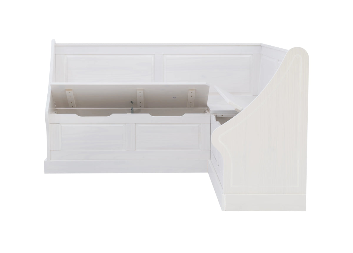 White Wood Corner Dining Bench with Storage U97201