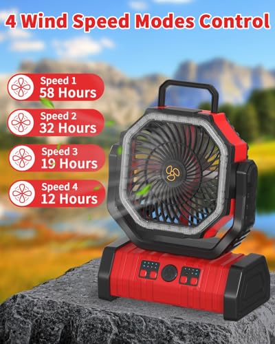 Battery Operated Portable Oscillating Fan with LED Lantern Light 20000mAh Rechargeable X9913