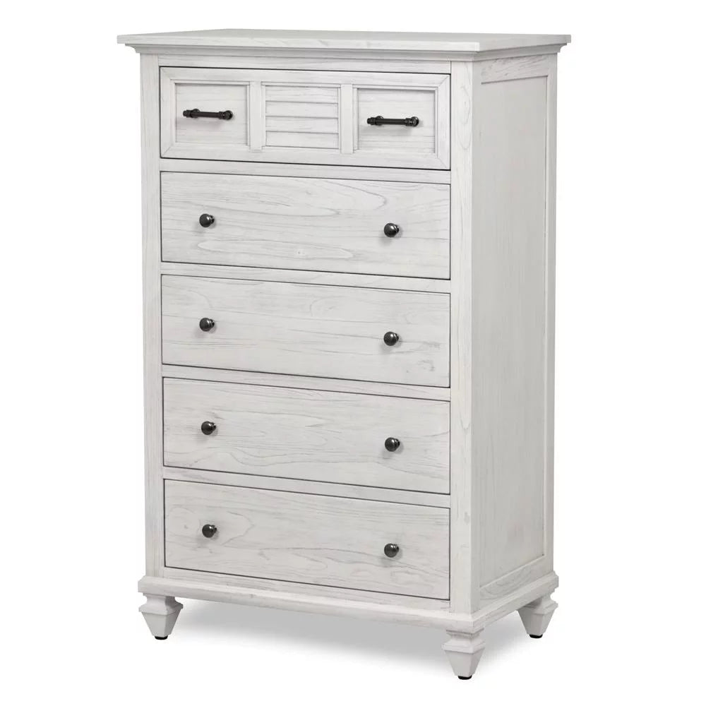 White Wood 5 Drawer Chest P973897