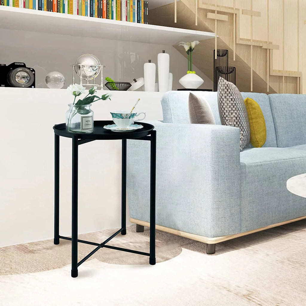 Black Metal Tray End Table Z63908