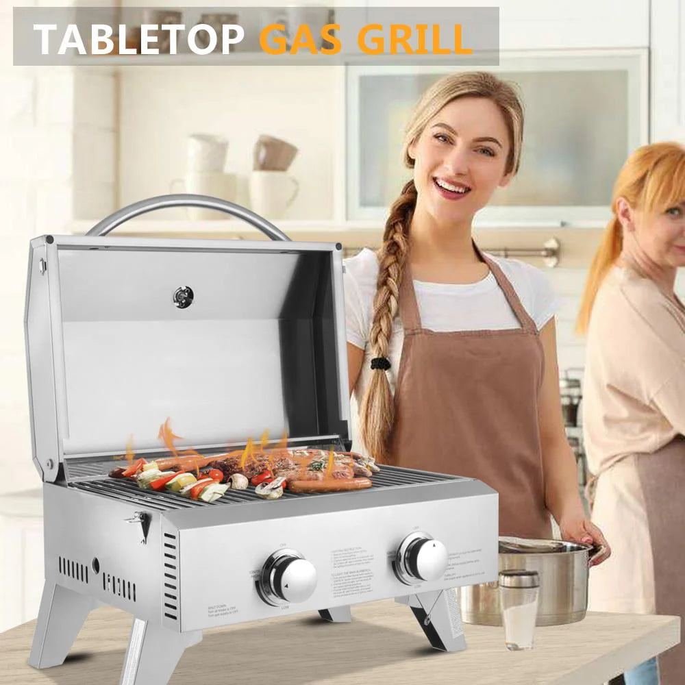 Portable 2 Burner Stainless Steel Propane Grill M499