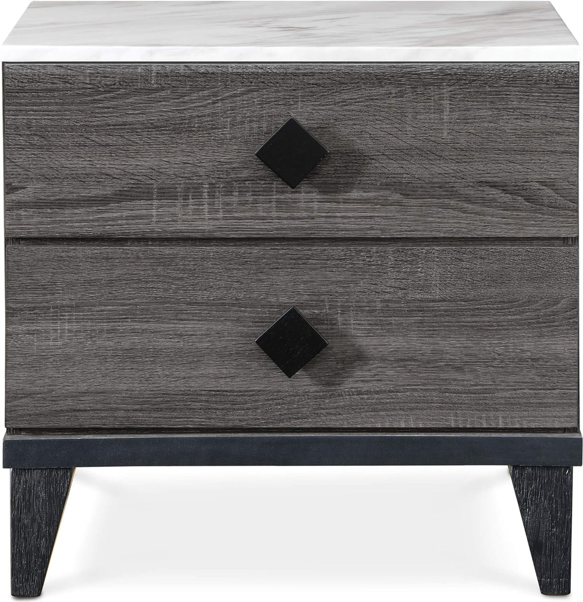 2 Drawer Gray Marble Top Side Table J80720