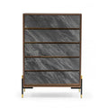 Walnut & Gray Manufactured Wood Five Drawers Chest G66579