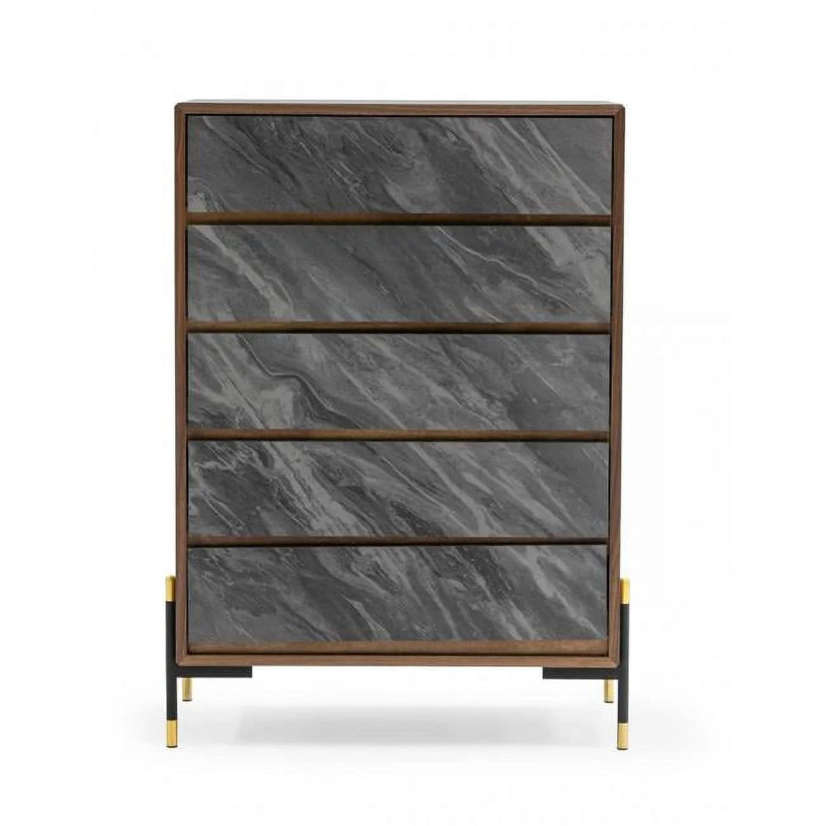 Walnut & Gray Manufactured Wood Five Drawers Chest G66579