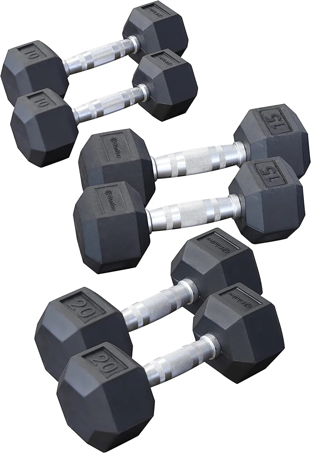 Rubber Coated Hexagon Dumbbells Pairs H100789