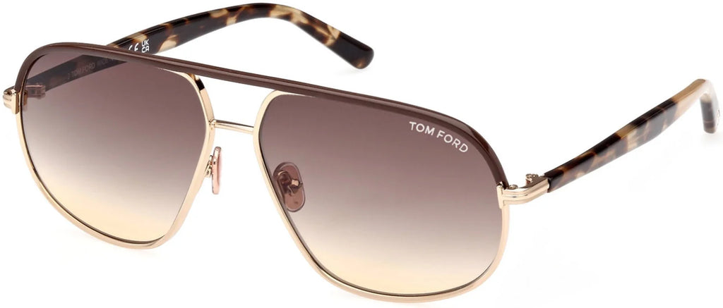 Metal Shiny Rose Gold Gradient Brown 59 mm Sunglasses A606