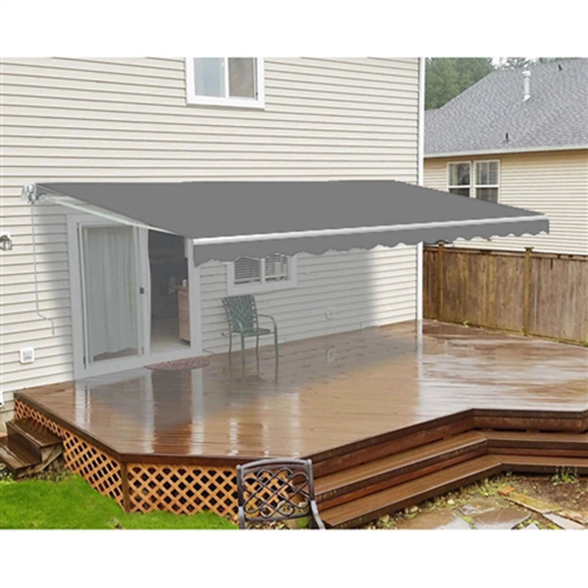 Retractable Patio 13' x 10' Awning Canopy, Gray H7029