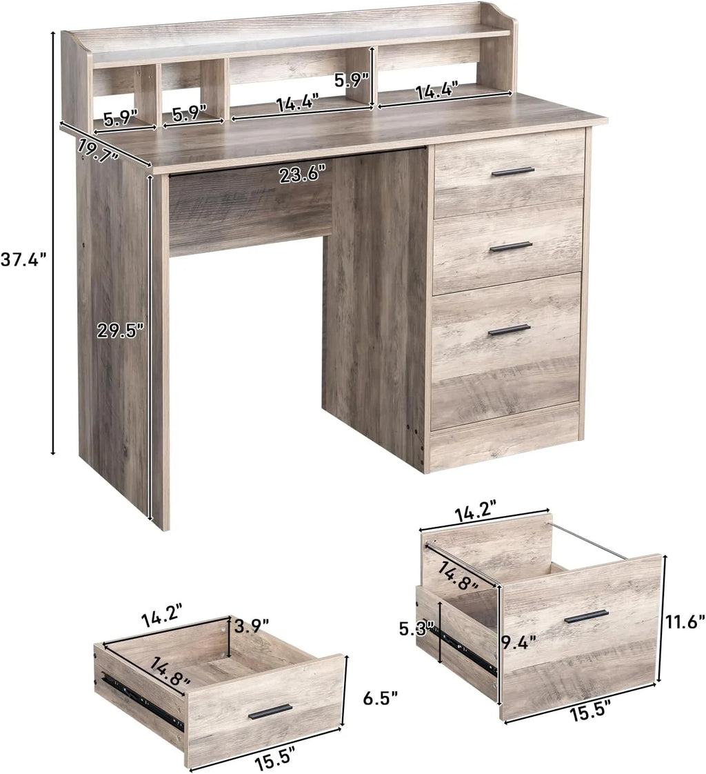 Computer Desk with Drawers & Cabinet Wood Y451396