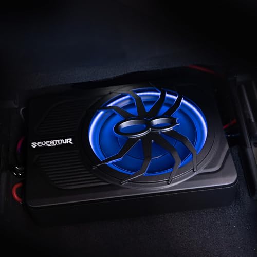 800W Slim Under Seat Powered Car Subwoofer with Blue LED Light U91426