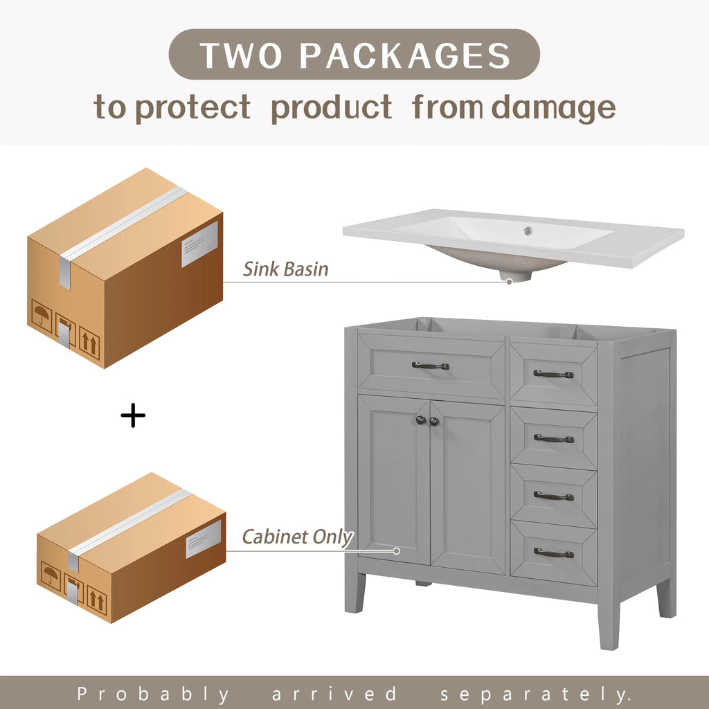 36" Grey Bathroom Vanity with Sink Combo D336