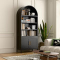 73 in Tall Black 5-Tier Metal Arched Bookcase with Doors A2238