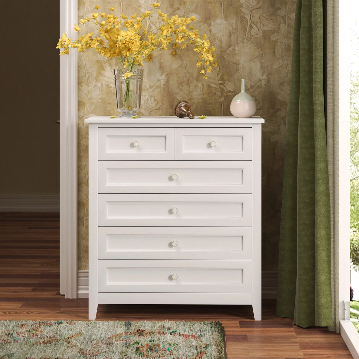 Antique White Drawer Dresser Cabinet L27302