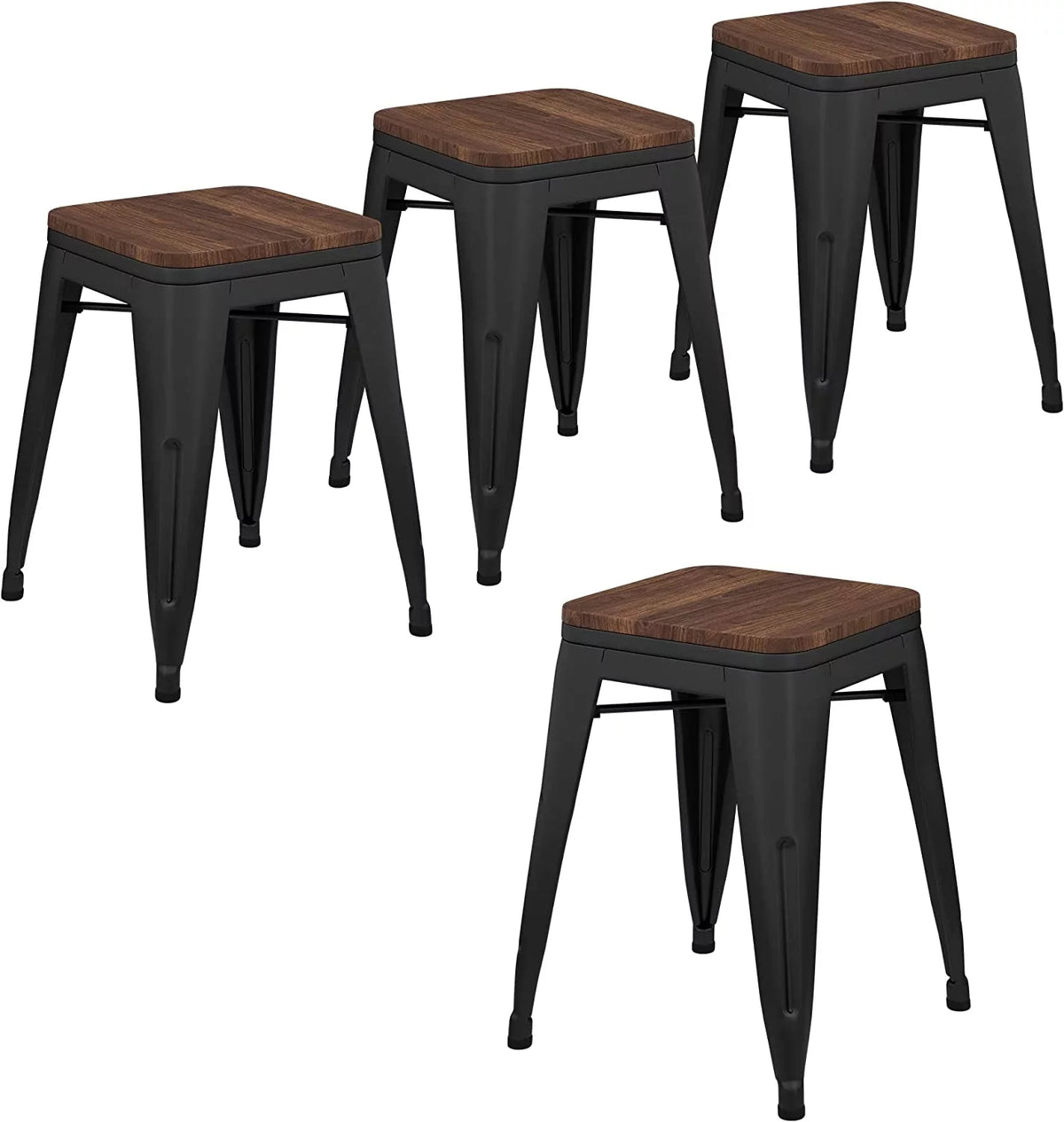 18 inch Black Metal Stackable Stools Set of 4 S490