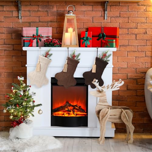 3 Pack 6 inch Knitted Christmas Stockings with Tag S59387