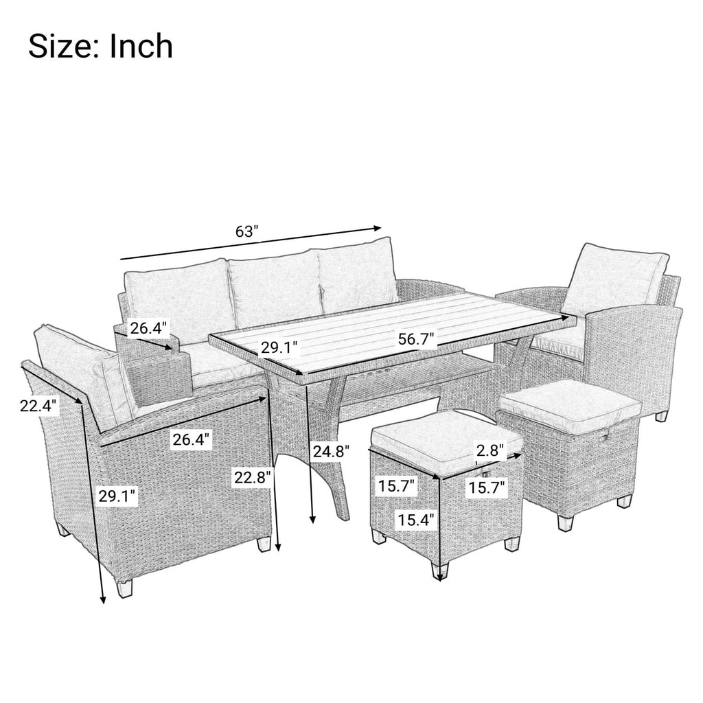 6pcs Outdoor Patio Furniture Set R287618