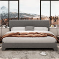 Queen Size Platform Bed with Adjustable Leather Headboard M579196